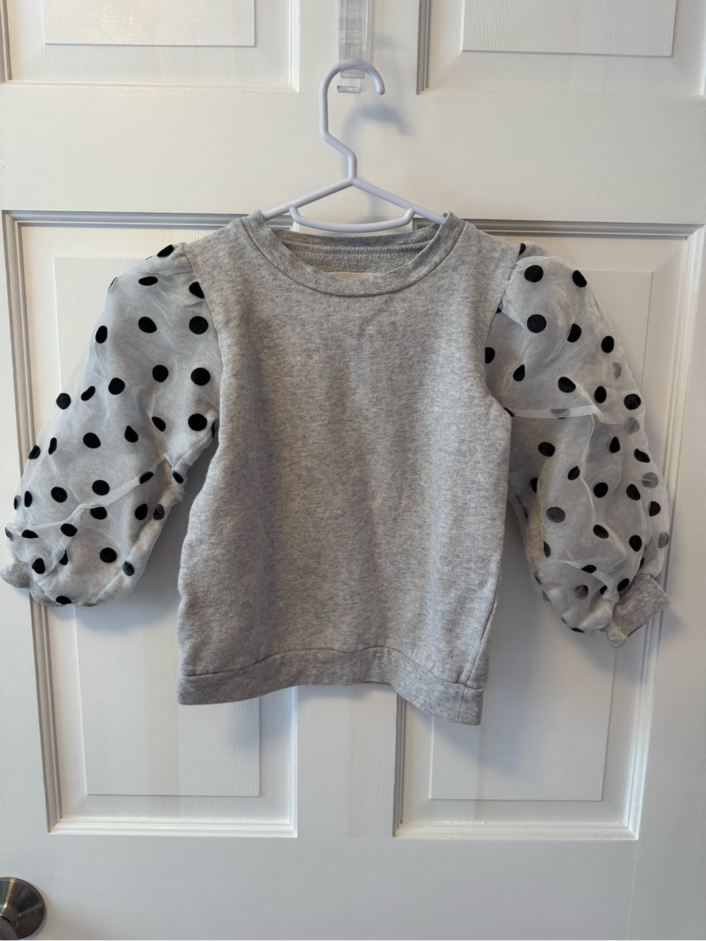 Tucker + Tate Gray Sweatshirt with Polka Dot Puff Sleeves